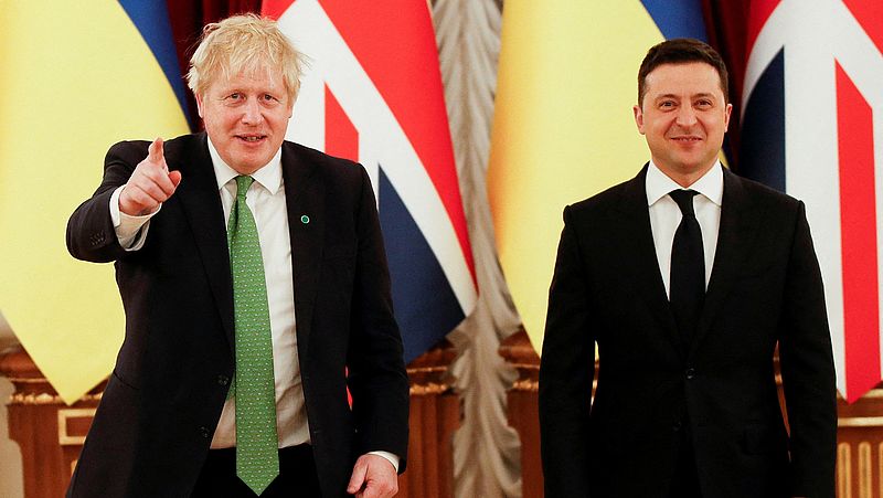 Boris Johnson op bezoek bij Volodymyr Zelensky