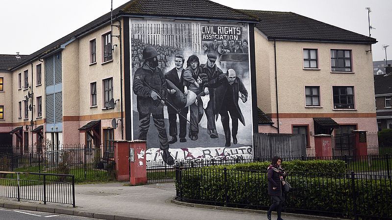 Muurschildering over Bloody Sunday in Londenderry
