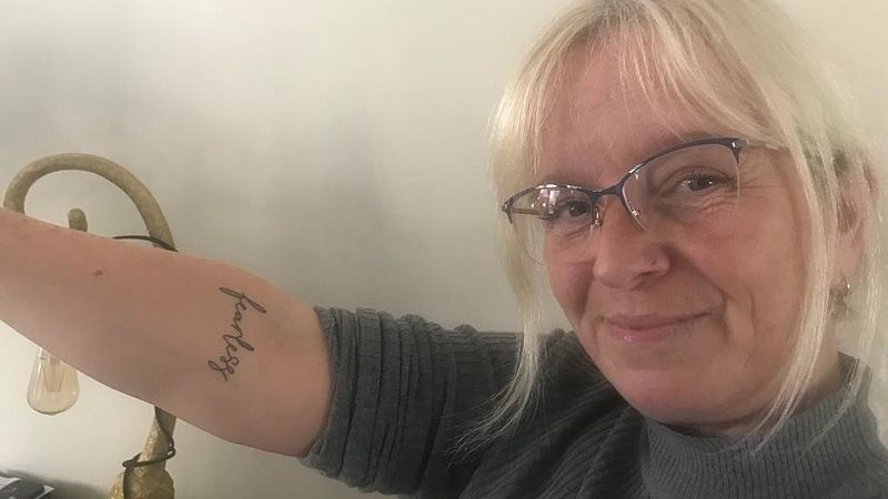 Kristie Rongen heeft 'fearless' op haar arm staan
