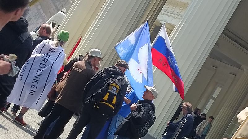 Pro-Russische betogers in Aken, 14 mei 2023