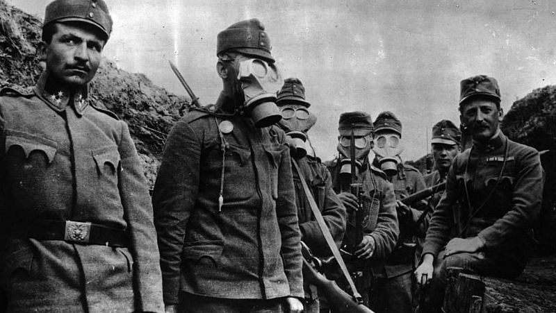 Soldaten in een loopgraaf in de Eerste Wereldoorlog
