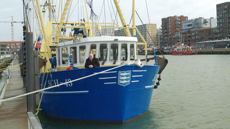 Nico Letsch op zijn boot in Scheveningen
